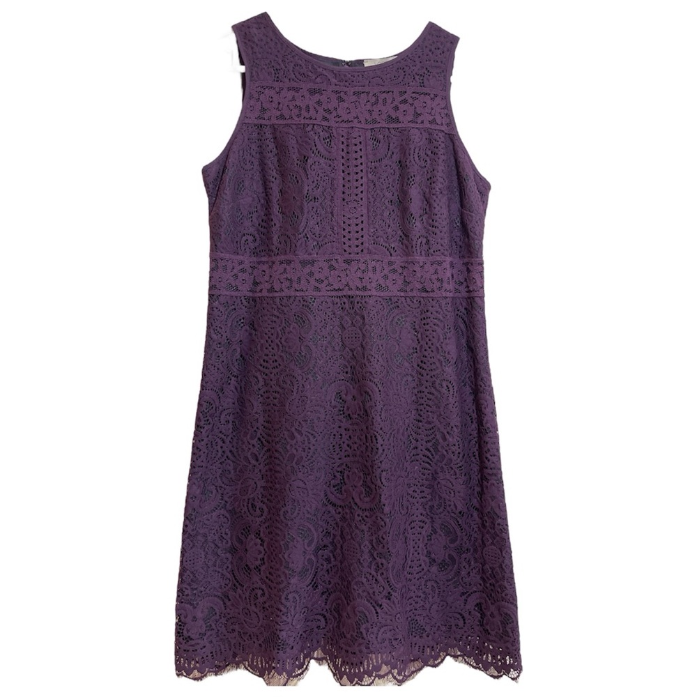 NWT Loft Outlet Purple Plum Sleeveless Lace Sheath Mini Dress Size 8P